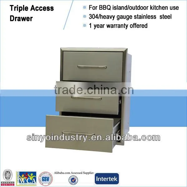 304 stainless steel triple drawer unit