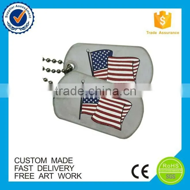 American country flag stainless iron cheap custom metal printed dog tag