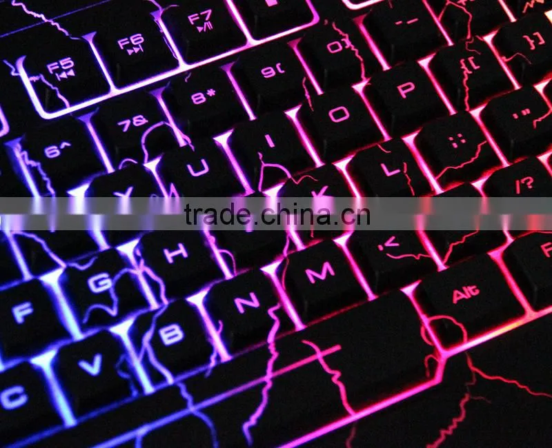 Rainbow LED Backlit Gaming Keyboard with Cool Crack parttern