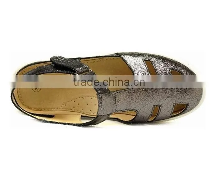 2016 Summer Beautiful Shiny Kids Closed Shoes Sandals with Flat Sole