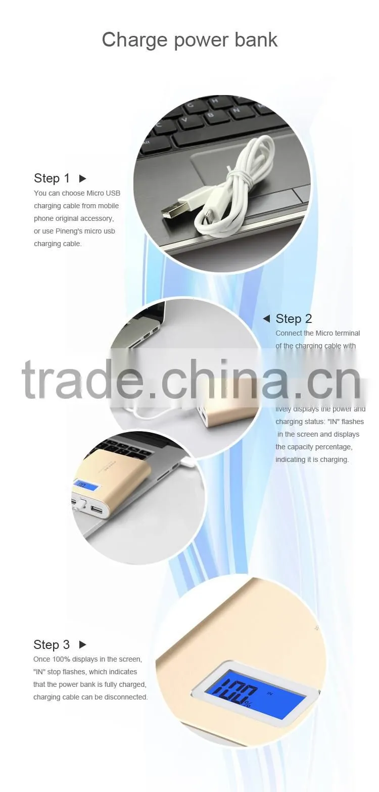 Pineng PN-988 universal portable aluminum power bank 10000mAh