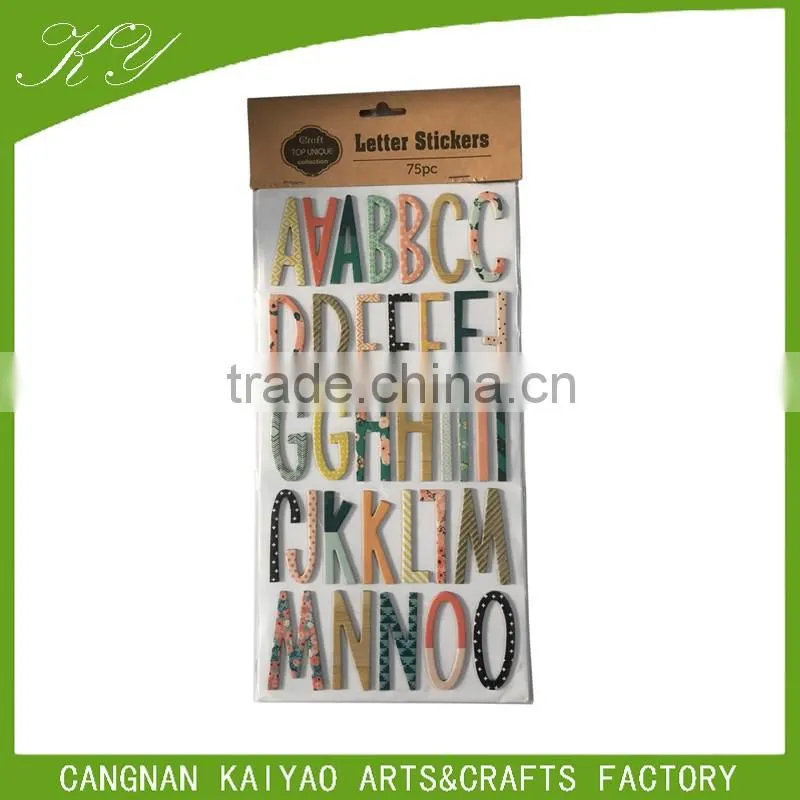 newly design 26 letters chipboard sticker
