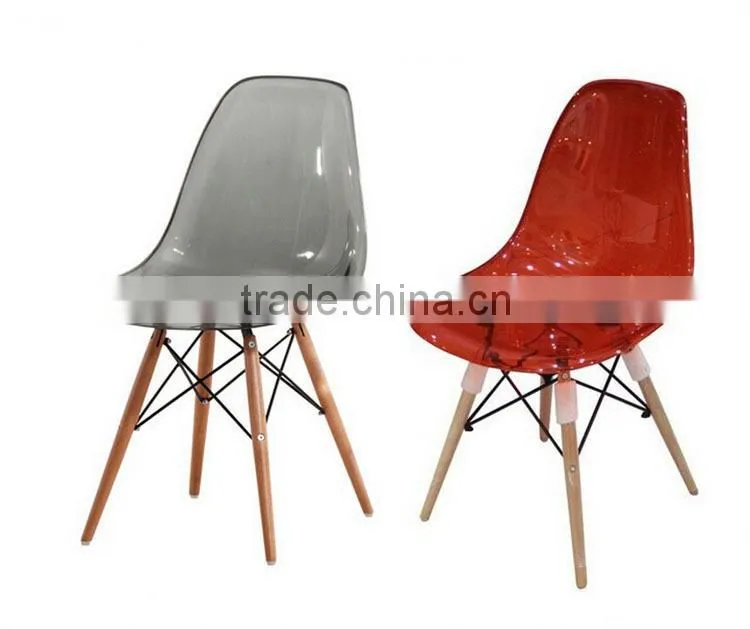 wood leg acrylic designer dining chair replica