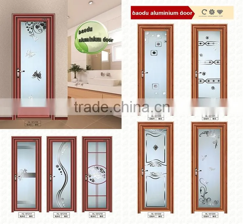 waterproof aluminum frame bathroom door sliding entry glass door