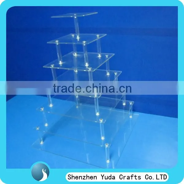 crystal like square clear acrylic 7 tier wedding cake stand good quality cheap custom made in China