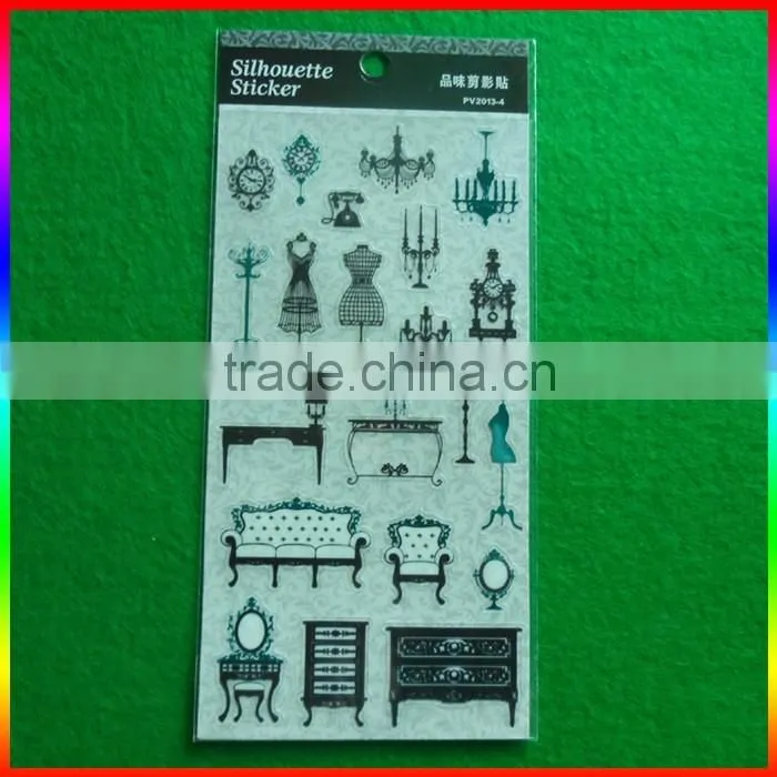 English words PVC cartoon stickers for little boys and girls