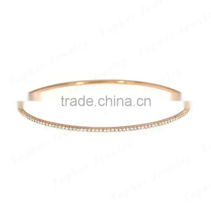 925 sterling silver bangle pave setting zircon wholesale jewelry rhodium / silver plated