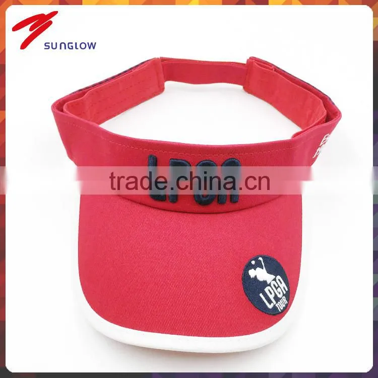 High quality 100% cotton twill 3D embroidery UV protection sun visor cap