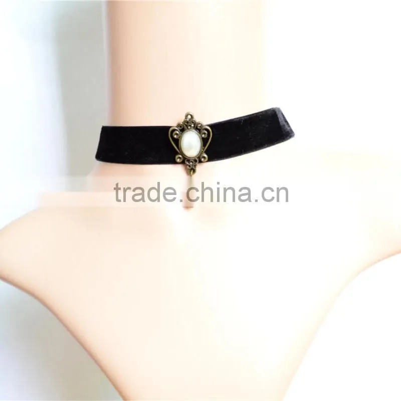 Retro vintage Gothic Black Lace Resin Collar Choker Necklaces for women collier Fashion Jewelry