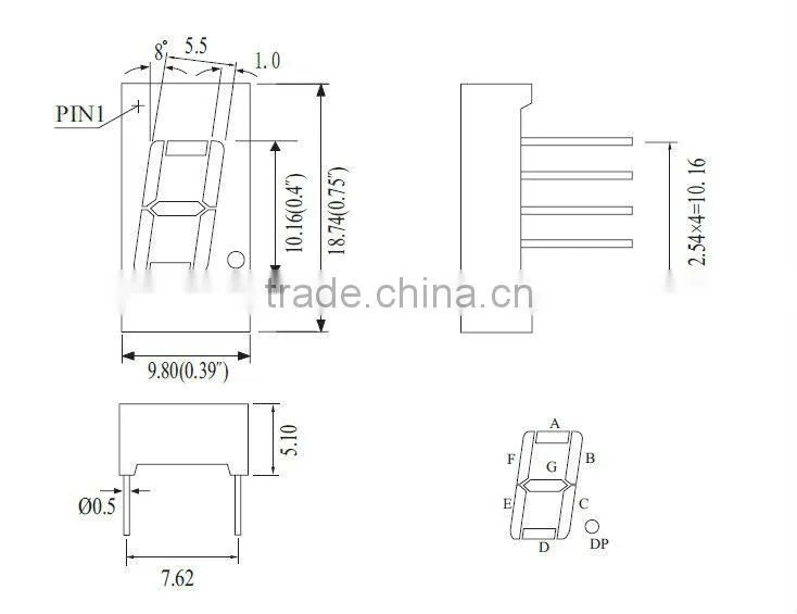 0.40 inch red 7 segment led display single digit red color