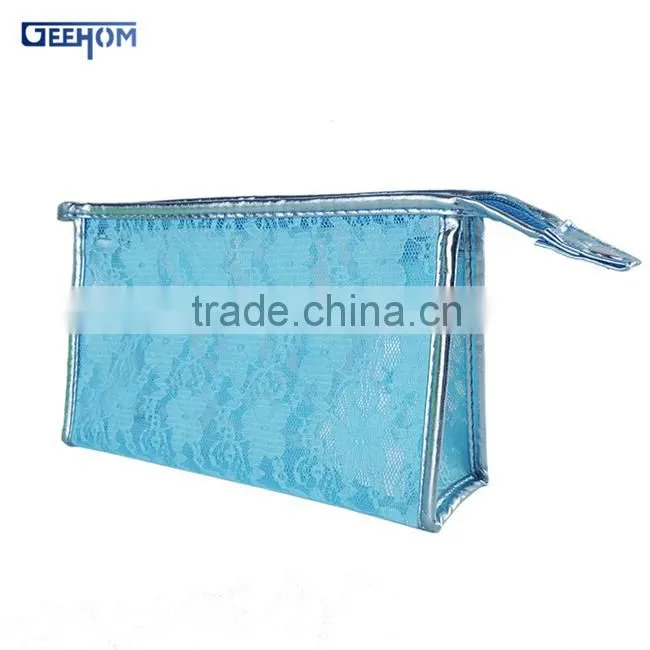 standup clear pvc zipper bag with mesh lining