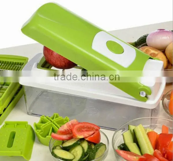Food Container, Safety Food Holder, Bonus Peeler - All-in-One Vegetable Cutter, Slicer, Grater & Julienne Slicer
