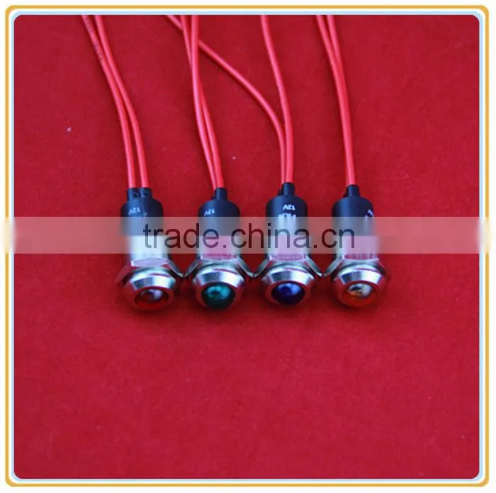 12mm panel mounting hole LED 12v voltage indicator with wire leading