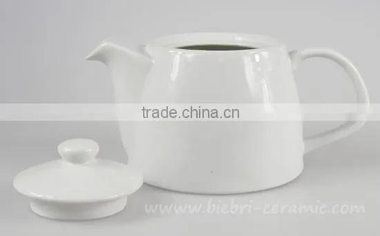 Small Plain White Antique Decorative Ceramic stump Teapot With Decals Logos Printed