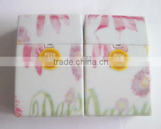 Hot selling, automatic plastic cigarette case. Water transfer painted.
