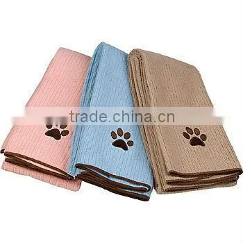 high water absorbent microfiber pet towel paw logo