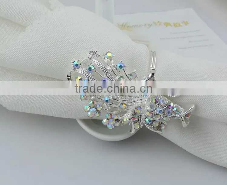 Wholesale Metal alloy rhinestone wedding napkin rings