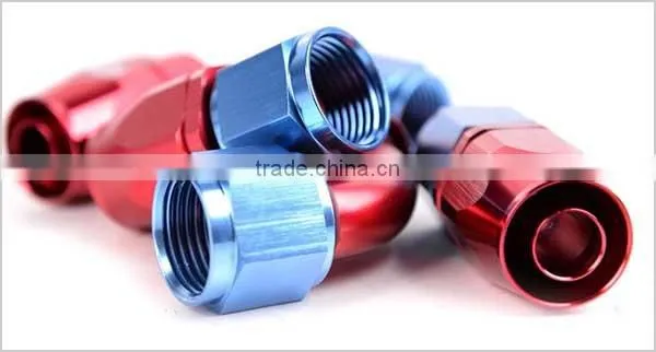 blue and red aluminum 45 degree AN6 AN8 AN10 non swivel hose ends