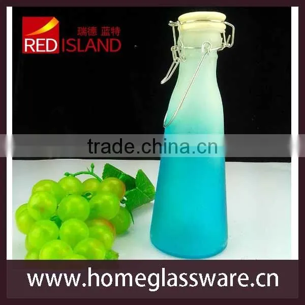 2016 colored milk glass bottle with metal clip