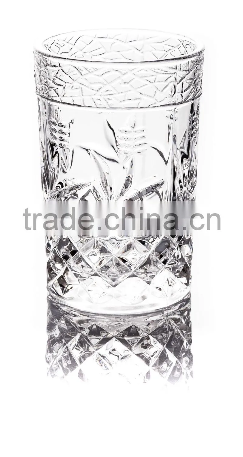 glass manufactory supply old fashion glass cup emboss