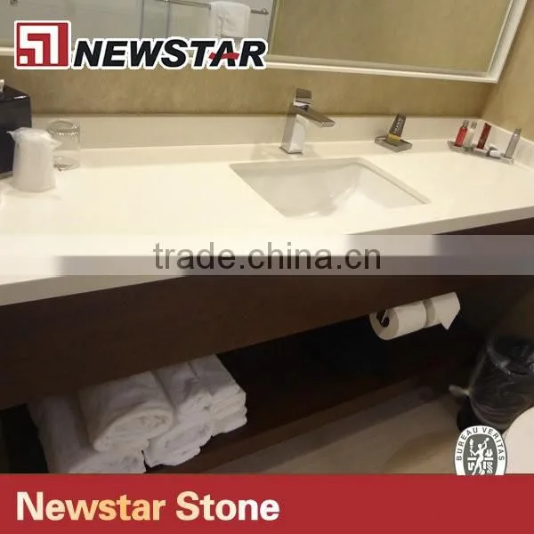 Prefabricated quartz vanity top with sink