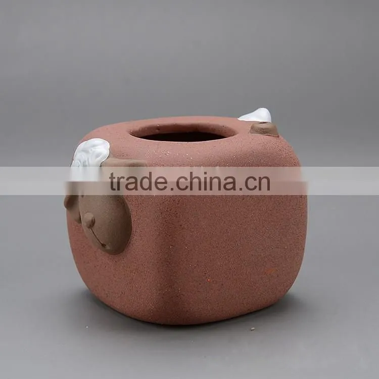 Choi sand pottery crafts cartoon animal small ceramic flower pots
