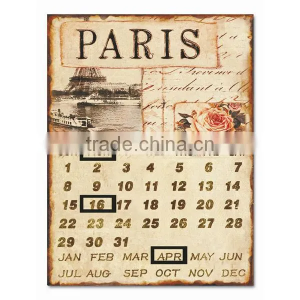 Decorative Vintage Metal Sign Antique Metal Plaque Calendar Metal Wall Plaque