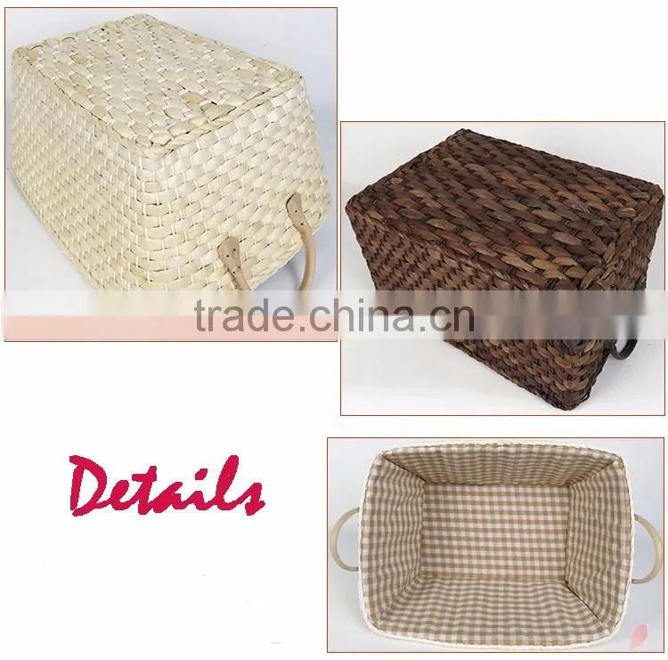 High quality large wholesale handmade cheap Corn Husk storage baskets