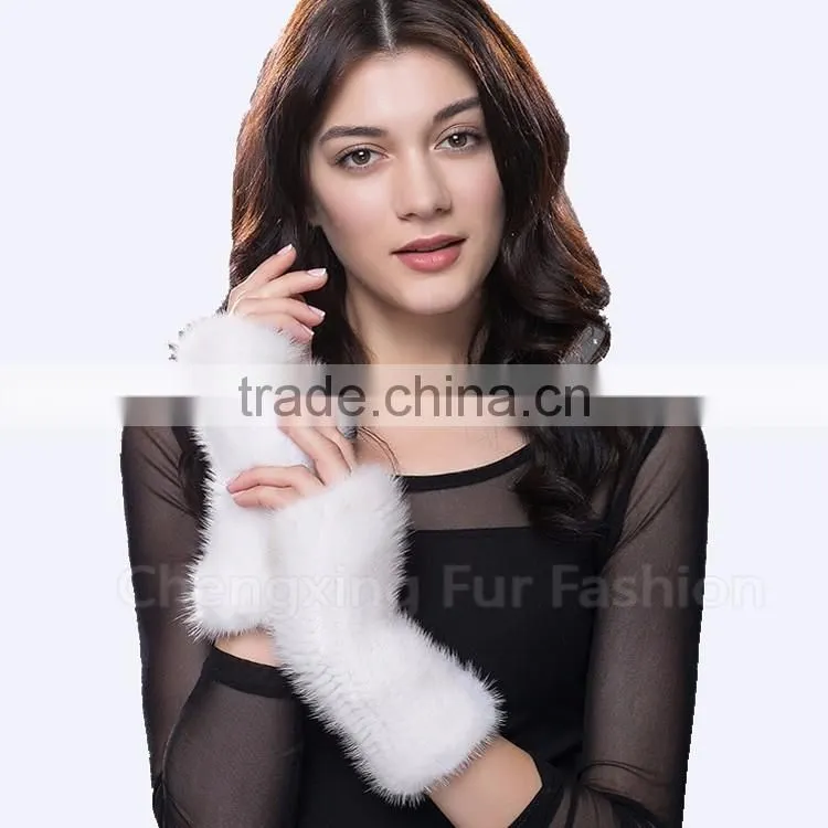 CX-A-08C Wholesale Winter Douable Face Ladies Mink Fur Winter Gloves
