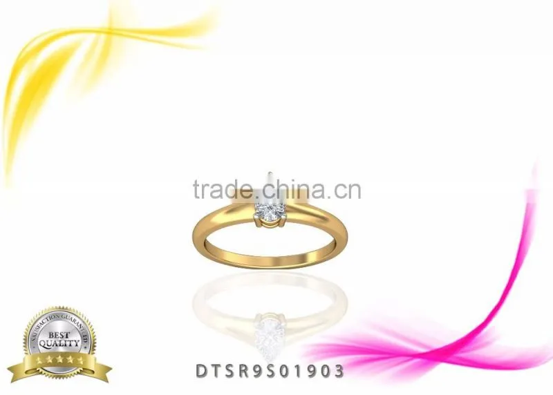 Pear Cut single Cubic Zircon Stud Gold Plated Ring