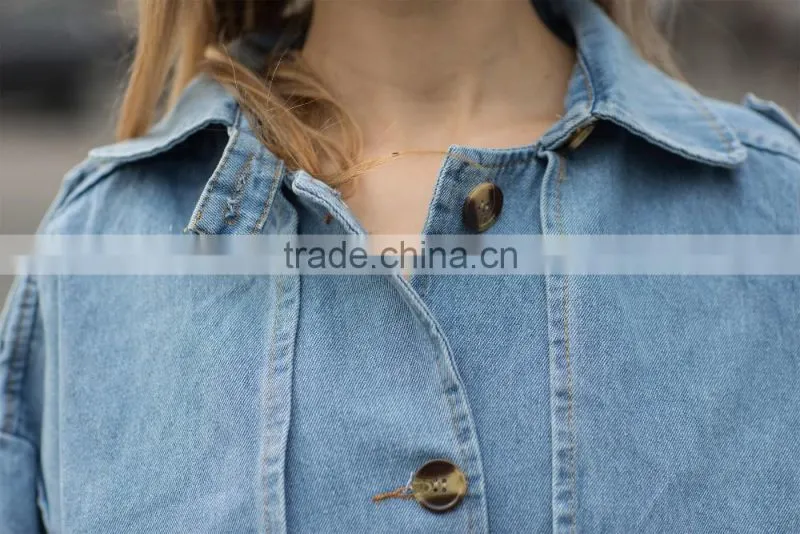 Demin coat jacket for women fashion design for ladies women's washed jean jacket for young ladies