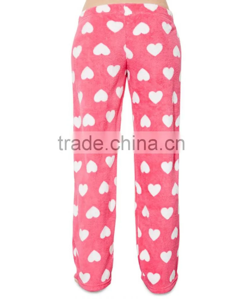 Pink Heart Plush Pants cute cotton women sleepwear