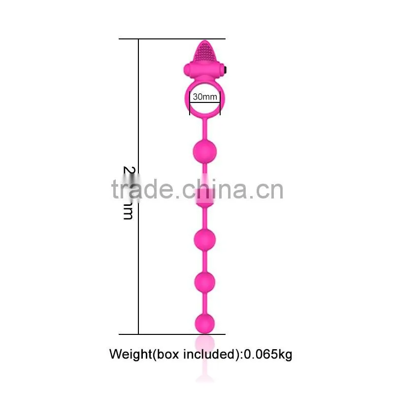 New Sex Products Vibrating Cockring Brush Rocking Long Anal Bead Butt Plug