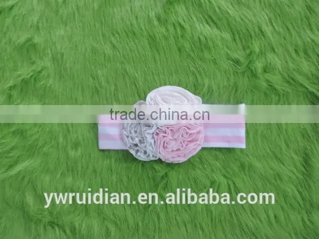 2016 wholesale craft kids girl lace flower headband Baby Girl Top Knot Turban Hedband Children Pink Stripe Hairband