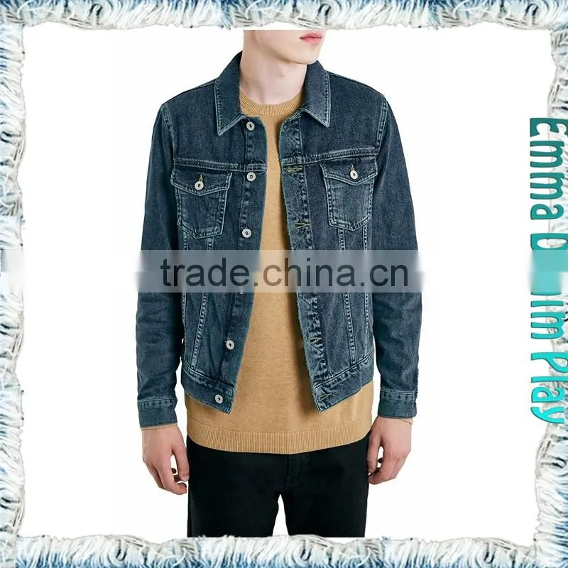 Euro Fashion Classic Casual Long Sleeve Dark Grey Men's Denim Jacket