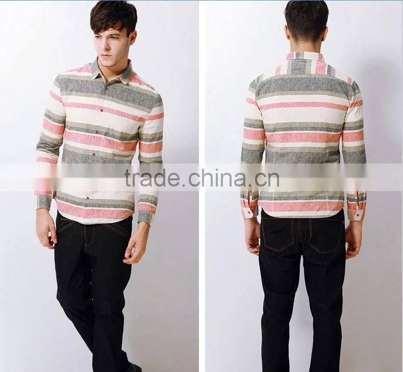 New fashion style young man linen & cotton Long sleeve men shirt