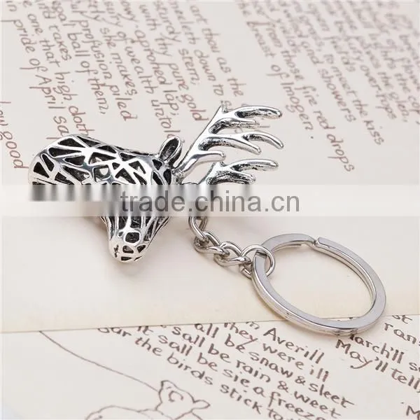 3D Keychain & Keyring Deer Animal Antique Silver 8.8cm