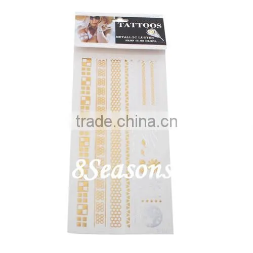 High Sales Flower& Star Pattern Gilding Water Transfer Printing Waterproof Paper Temporary Tattoos Sticker