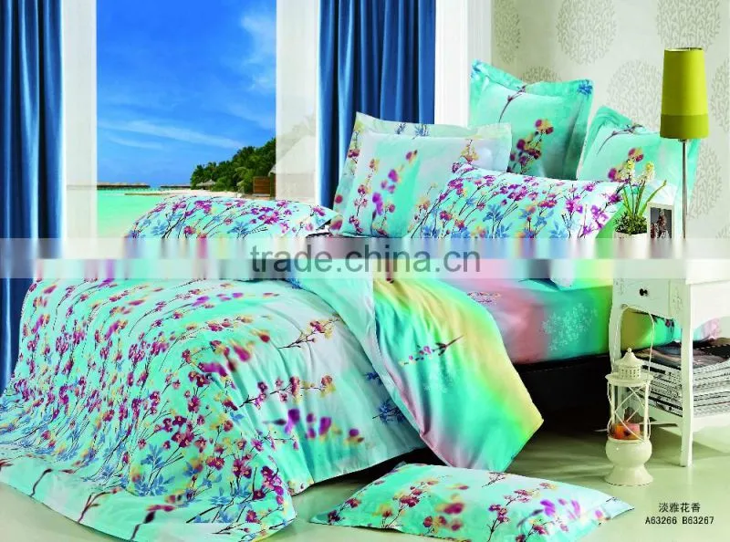 China supplier cotton rubik's cube feather printed bedding set