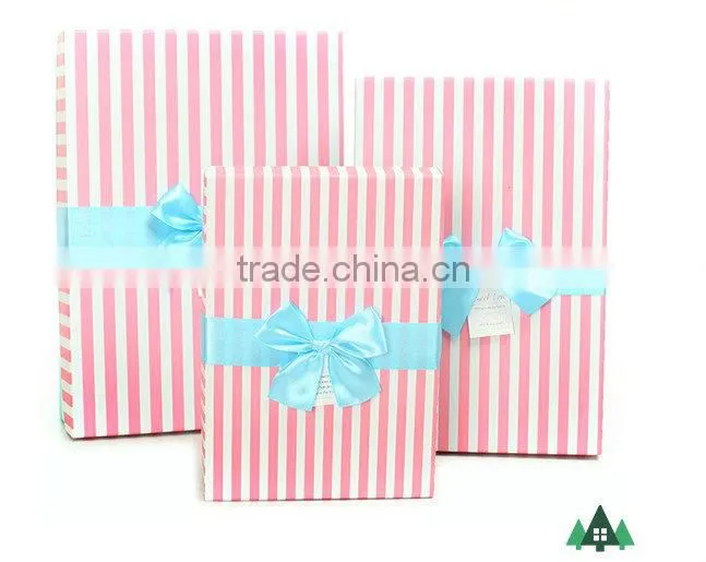 2015 Custom Made Large Decorative Gift Boxes with Bar Strips Printing