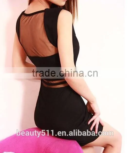 Hot Sale Plus Size Cheap Women Elegant Office Lady Sleeveless Stripe Party Dress SD76