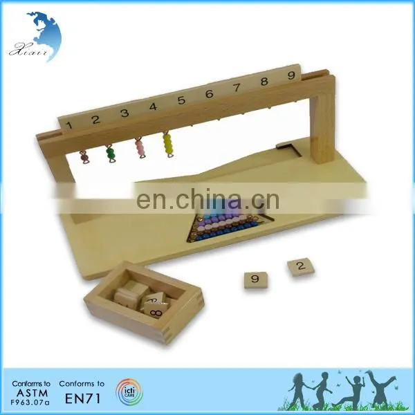 Preschool Wooden Educational Montessori Material EN71 Mathematic Toy Teen Bead Hanger