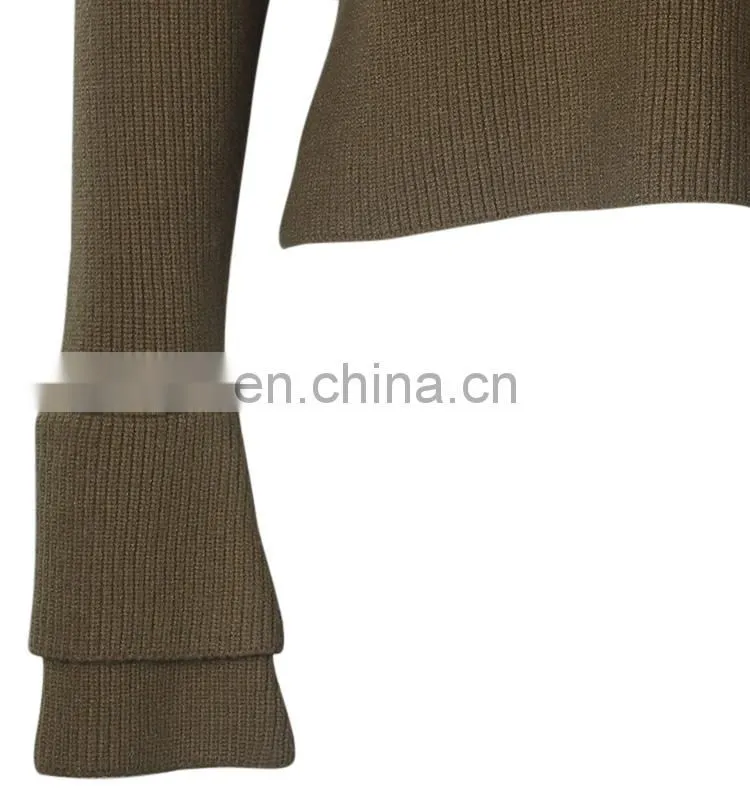 High neck knit wear girl sweater