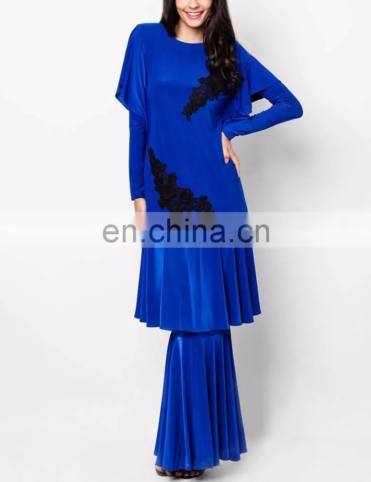 100% polyester beaded light blue wholesale price muslim dress