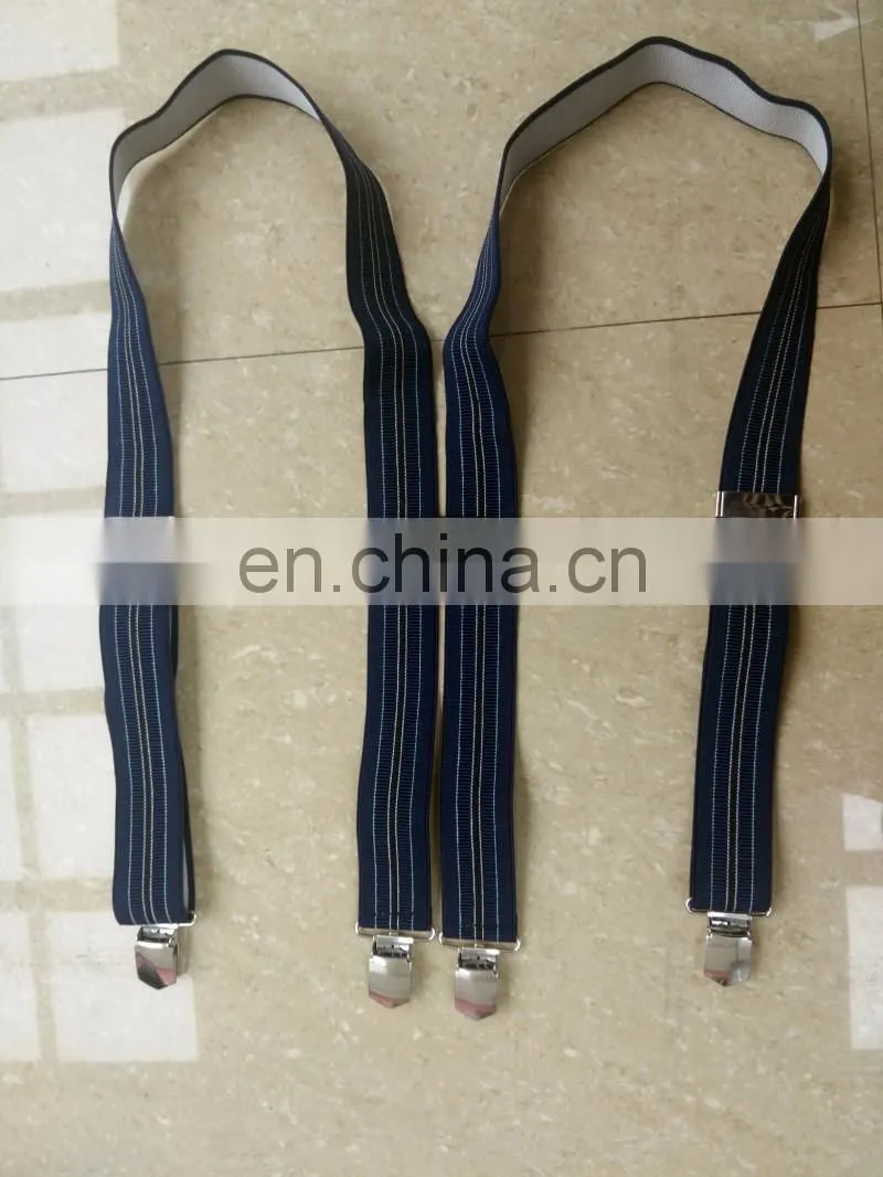 Fashion high quality 4 heavy clips mens suspenders x back adult suspenders