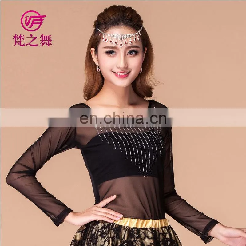 Long sleeves belly dance tops Sexy dance tops Western dance tops Belly dance practice top S-3071#