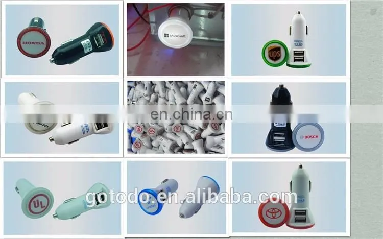 Car dual usb charger with your LOGO and LED ring, micro universal dual usb car charger
