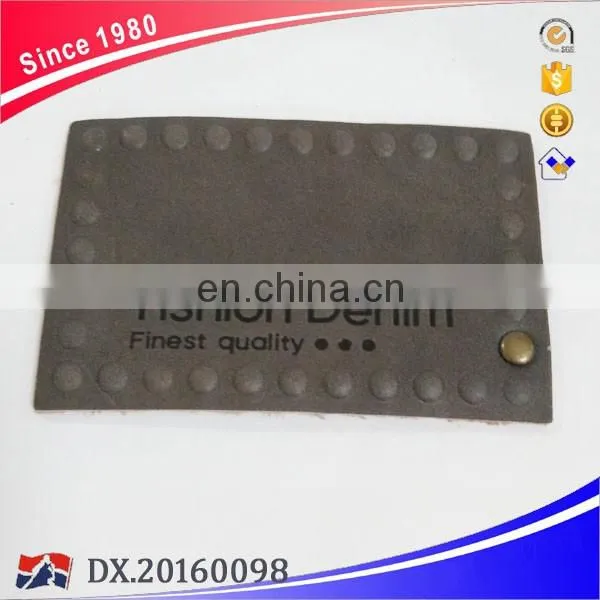 Embossed Simple Logo Genuine Leather Label Without Metal Badge
