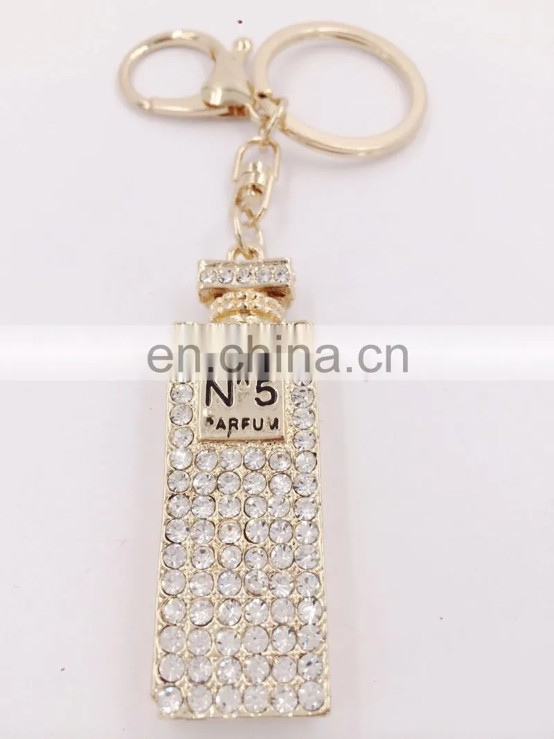 Rhinestone Crystal Keyring Charm Pendant Purse Bag Key Ring Chain Keychain Perfume Bottle Very Hot Sale