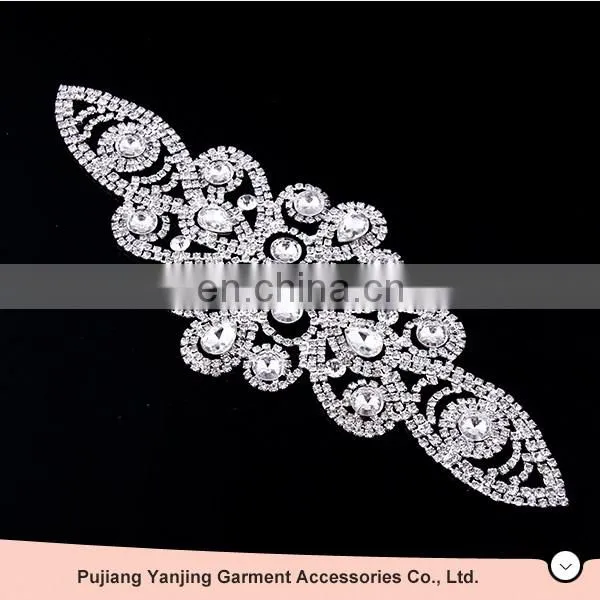 FACTORY DIRECTLY!!Popular unique design hot sale t shirt crystal beaded rhinestone applique wholesale price